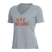 USC Trojans Women's Under Armour Gray Performance Cotton V-Neck T-Shirt